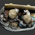 Children Boy And Girl Sitting On Bench With Kitten Decorative Figurine