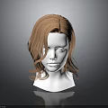 White Human Head Model With Brown Wavy Hair Wig Isolated On Dark Background