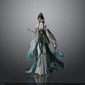 Elegant Traditional Chinese Female Costume With Turquoise Flowing Skirt Long Sleeves And Hairpin