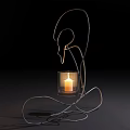 Artistic Metal Stand Candle Lamp With Glass Holder Lit Candle And Warm Glow