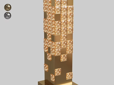 Modern Shiny Golden Cube Design Decorative Floor Lamp With Illuminated Structure 3d model