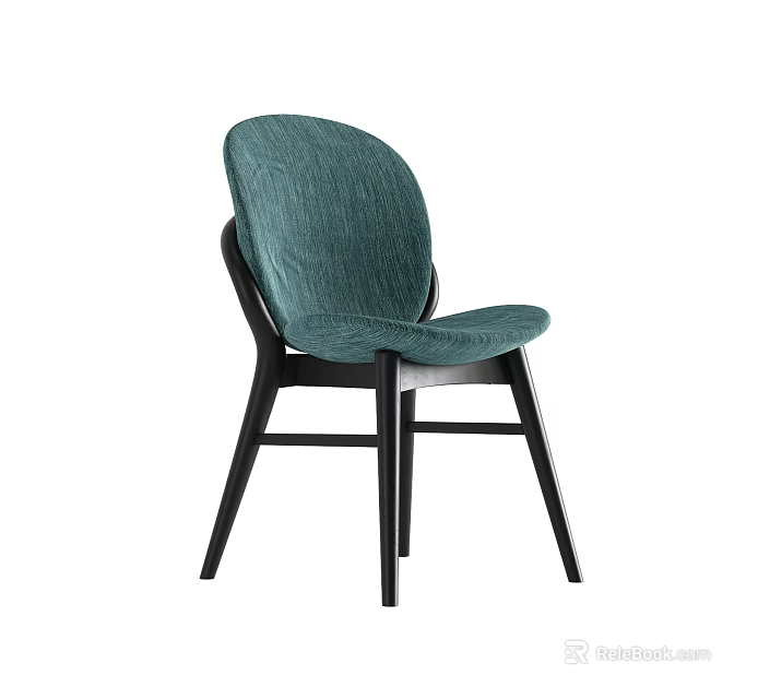 Teal Upholstered Accent Chair With Black Wooden Frame Modern Stylish Design 3d model 