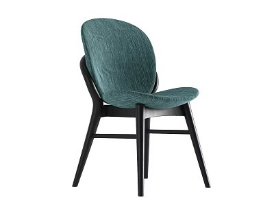 Teal Upholstered Accent Chair With Black Wooden Frame Modern Stylish Design 3d model