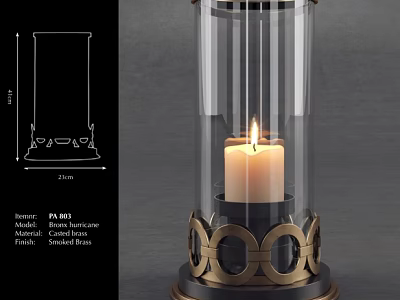 Elegant Modern Candle Lamp With Glass Shade And Metal Decor Base 3d model