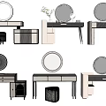 Modern Dressing Tables With Round Mirrors Stools Drawers And Stylish Designs 3d model