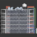 Cartoon Style Multi Layered Building Scaffolding Structure With Colorful Blocks And White Domes
