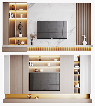 Modern TV background wall 3d model