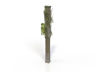 Modern Decorative Pillar Adorned With Lush Green Vines In Contemporary Interior Design 3d model