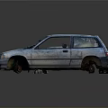 Old Blue Damaged Car With Rusty Body Broken Windows And Worn Exterior