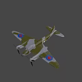 WWII Fighter Plane With Green Brown Camouflage Twin Propellers And Round Wing Insignia