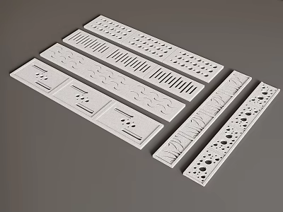 White Perforated Decorative Panels With Various Patterns And Strip Designs 3d model