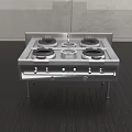Modern Kitchen Cabinets With Four Burner Gas Stove And Dark Countertop
