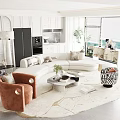 Modern Light Luxury Curved Sofa And Coffee Table Combination For Elegant Spacious Comfortable Living Room