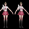 Mechanical Winged Futuristic Armor And White Winged Schoolgirl Uniform Game Movie Character Designs
