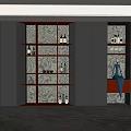 Modern Illuminated Wine Cabinet With Wooden Shelves Bottles Glassware And Textured Backdrop