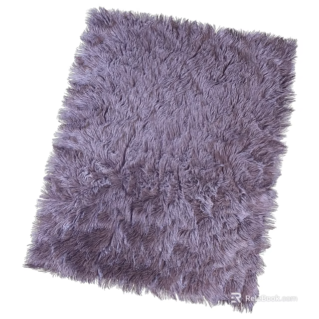 Purple Fluffy Square Rug With Plush Soft Texture For Cozy Home Decor 3d model 