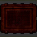 Red Industrial Storage Case With Grid Top And Black Metal Straps Design