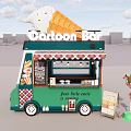 Cartoon Bar Ice Cream Truck With Big Eyes And Giant Cone Design