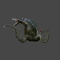 Mythical Reptilian Game Movie Character With Sharp Teeth Multiple Legs And Spiked Back