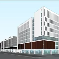 Modern Office Building With Glass Facade Urban Square Pedestrians And Blue Sky