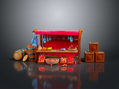 Modern Fruit Stall Market Farmers Market Early Collection 3d model