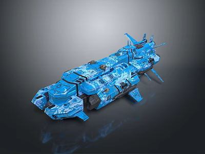 Advanced Futuristic Blue Sci Fi Spaceship Model Featuring Intricate Structural Details 3d model