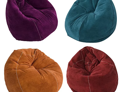 Vibrant Bean Bag Chair in Purple Teal Orange Red Colors 3d model