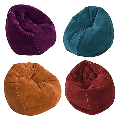Vibrant Bean Bag Chair in Purple Teal Orange Red Colors 3d model