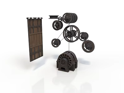 Industrial Mechanical Equipment Components Featuring Gears Metal Plates And Mechanical Parts 3d model