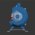 Blue Electric Motor Cutaway View With Copper Coils Fan And Base Structure