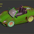 Green Convertible Sports Car with Open Top Design and Gold Rims Modern Sleek Exterior