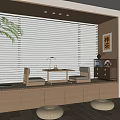 Japanese Tatami Room Interior With Wooden Blinds Tea Table Floor Cushions And Potted Plant