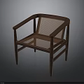 Wooden Frame Chair With Woven Seat And Backrest Simple Design Furniture Piece