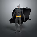 Batman Game Movie Character In Black Suit With Yellow Utility Belt And Black Cape