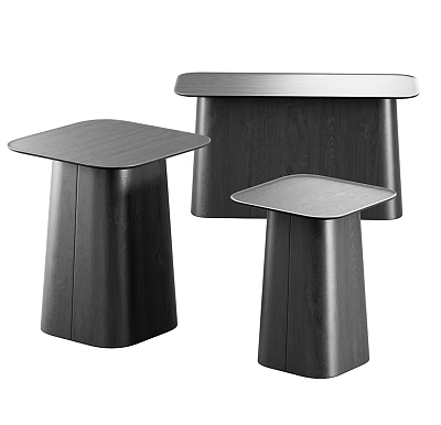 Modern Dark Wood Side Tables Set of Three with Minimalist Design for Home Decor 3d model