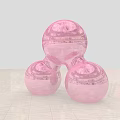 Three Pink Inflatable Spheres Stacked For Party Decoration With Transparent Design