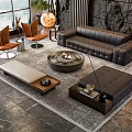 Minotti Miloti Sofa Coffee Table Combination 3d model