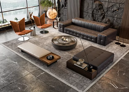Minotti Miloti Sofa Coffee Table Combination 3d model