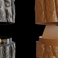 Modern Bark Textured Fire Pit With Flames And Metal Base Design