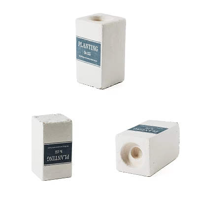 White Block Shaped Candle Lamp with Decorative Planting Label and Minimalist Home Decor Design 3d model