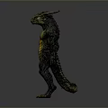 Muscular Mythical Dragon Character With Yellow Chest Scaly Skin And Tail