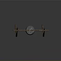 Rustic Wooden Stand With Hanging Metal Pot As Essential Household Item