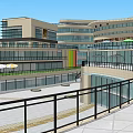 Modern Commercial Complex with Green Roof Design and Plaza Pedestrian Areas