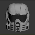 Futuristic White Protective Helmet With Structured Hard Shell And Face Shield For Sci Fi Attire 3d model