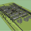 Residential Community Landscape Design with Central Green Spaces and Walkways