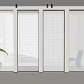 Modern Textured Glass Room Dividers With White Frames In Interior Space 3d model