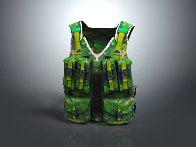 Camouflage Tactical Vest With Multiple Pockets And Adjustable Straps For Outdoor Activities 3d model