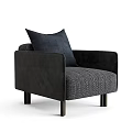Modern Single Seater Sofa Upholstered In Neutral And Dark Fabric With Wooden Frame And Cushions