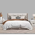 Modern Double Bed Interior With Bedside Tables Table Lamps And Soft Decorative Pillows 3d model