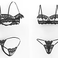 Elegant Black Lace Lingerie Set With Bras And Matching Panties